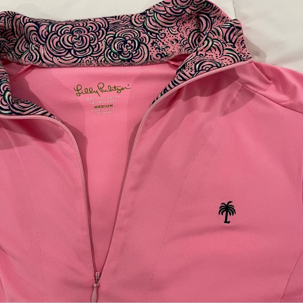 Lilly Pulitzer Pink Half-Zip Pullover Long Sleeve Top size medium - Picture 6 of 8